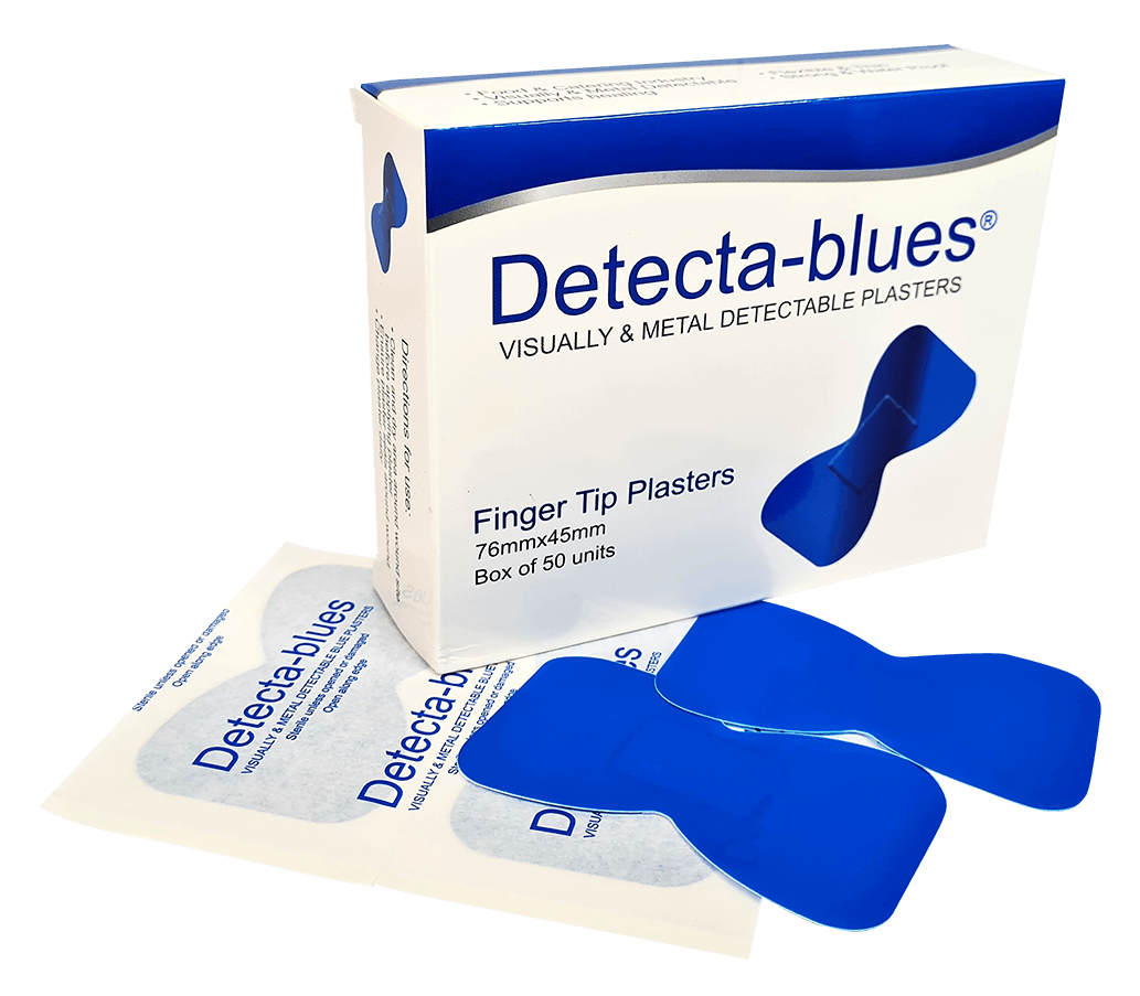 Blue Plasters Metal Detectable Finger Tip Large Box 50