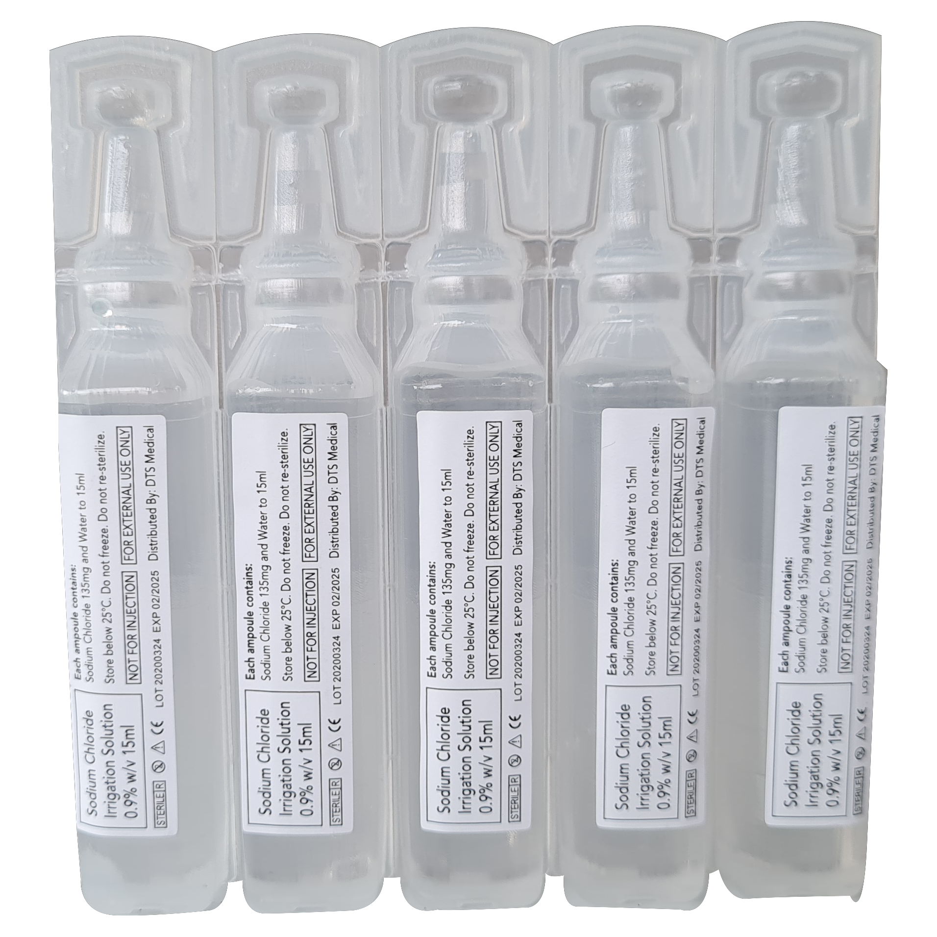 Saline irrigation ampoules